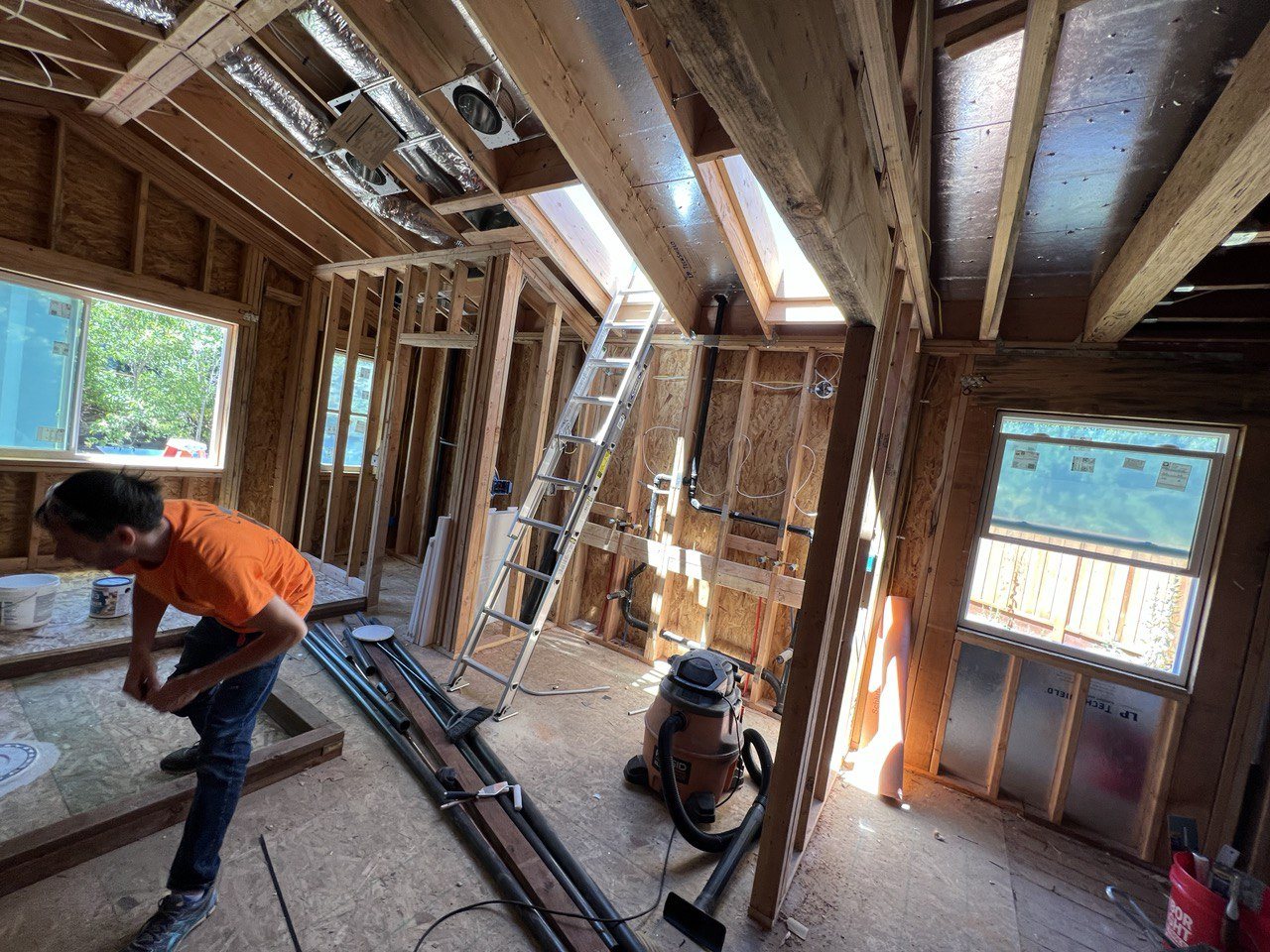 ADU framing and interior construction in progress